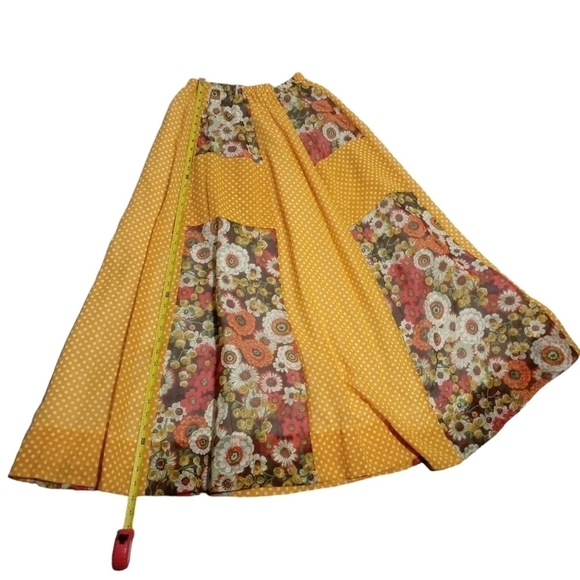 Chessa Davis Polkadot Patchwork Floral Elastic Waist Granny Prairie Skirt - Picture 6 of 9